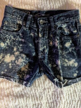 Request Women's High Waist Tie-Dye Denim Shorts - Black/White